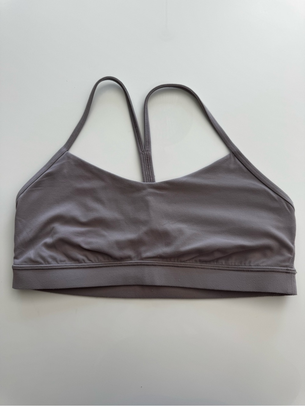 Lululemon Flow Y Sports Bra Sz 12 Mauve Gray Low Support Yoga Pilates Studio